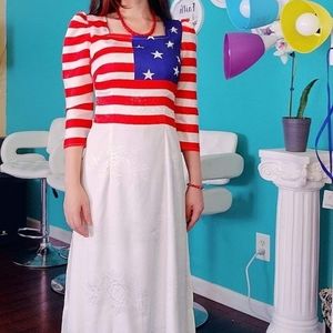 Vietnamese dress ao dai American flag print design